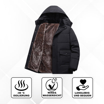 Men's Warm Hooded Parka with Pockets
