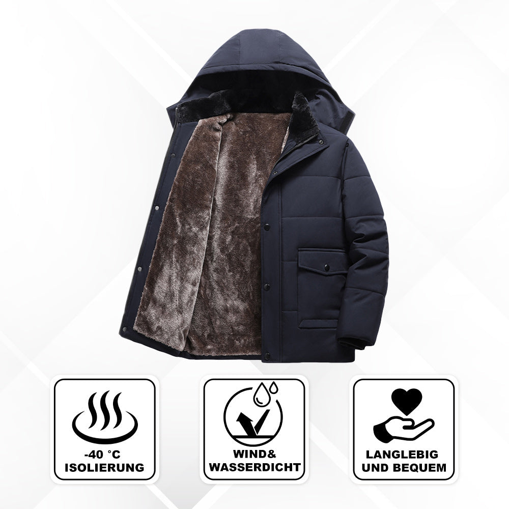 Men's Warm Hooded Parka with Pockets