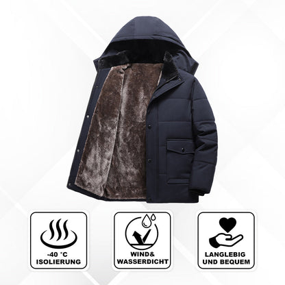 Men's Warm Hooded Parka with Pockets