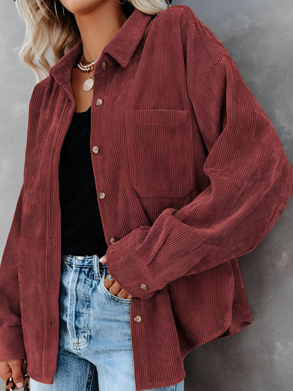 Practical Corduroy Jacket with Buttons