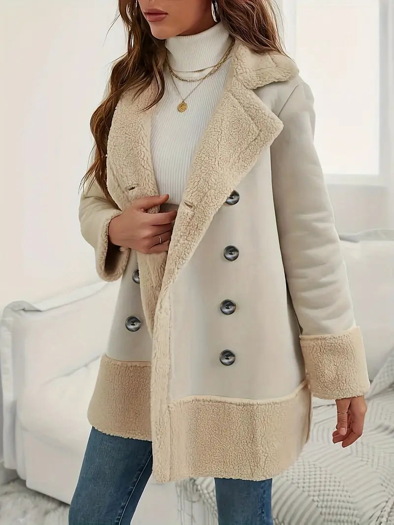 Warm Winter Coat Double Collar Polar Fleece