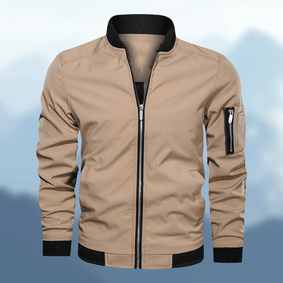 Men's Bomber Jacket Sporty Zipper Sleeve Pocket