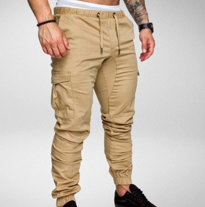 Stylish Stretch Trousers With Elastic Waistband and Large Pockets