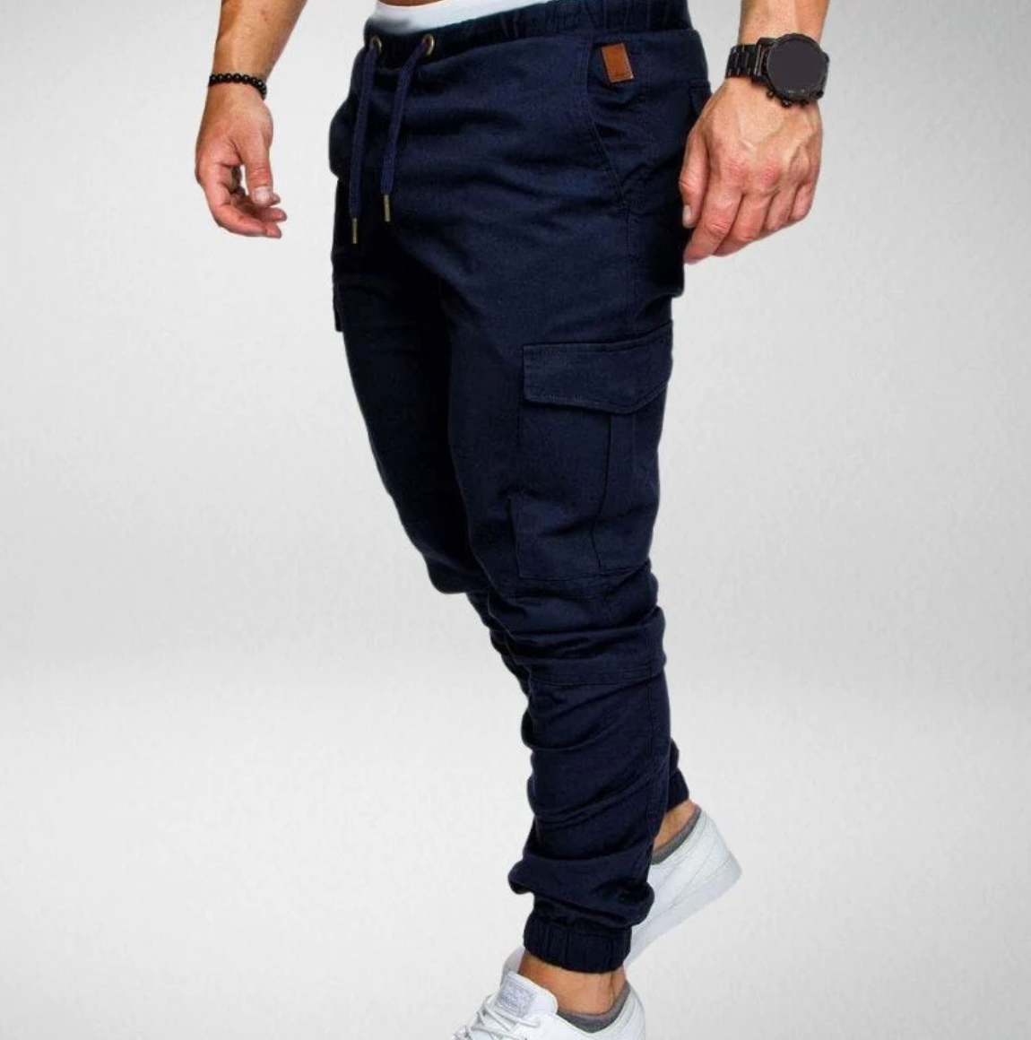 Stylish Stretch Trousers With Elastic Waistband and Large Pockets