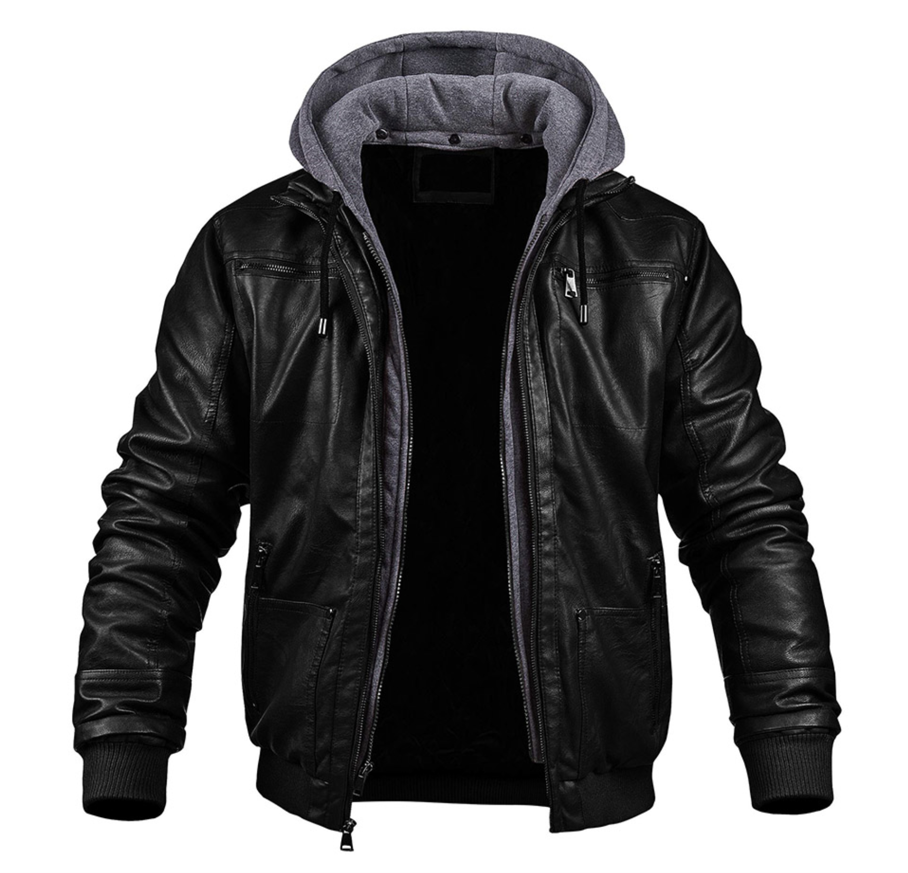 Premium Leder-Winterjacke Stilvoll mit Kapuze - IdealeKleiden