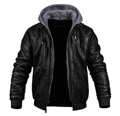 Men's Leather Jacket Winter Warm Insulated
