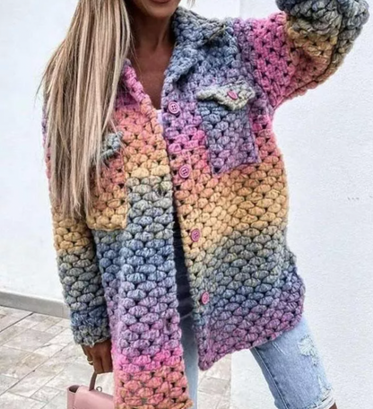 Bunte Regenbogenjacke Frauen Mantel - IdealeKleiden