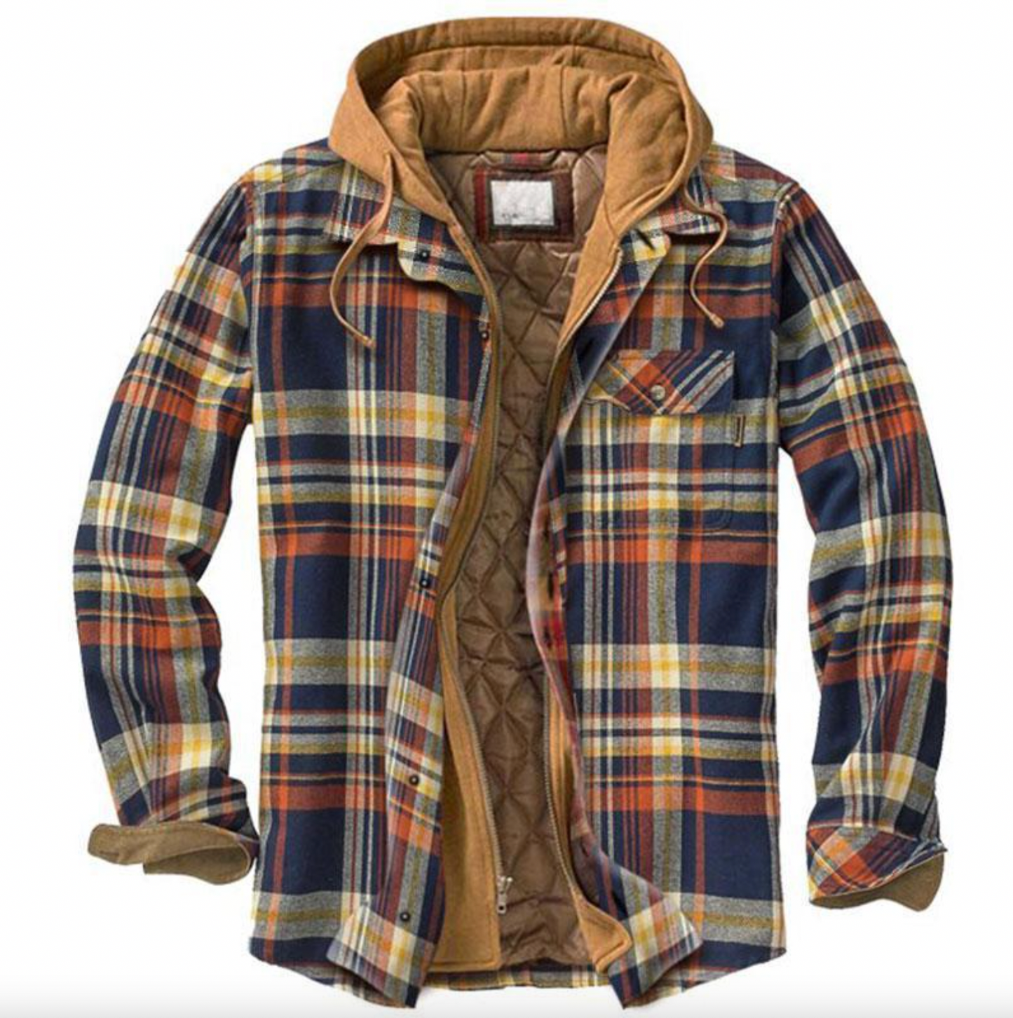 Herren Parka Kariert Winterjacke Mit Kapuze - IdealeKleiden