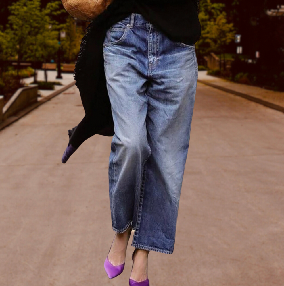 GIA - Frauen Jeans Weites Bein Komfort Style - IdealeKleiden