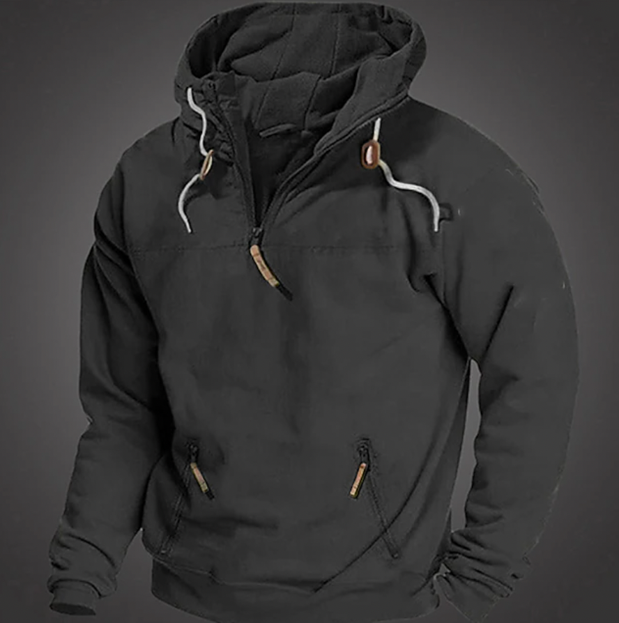 Herren Hoodie Sportlich Mit Kordelzugkapuze - IdealeKleiden