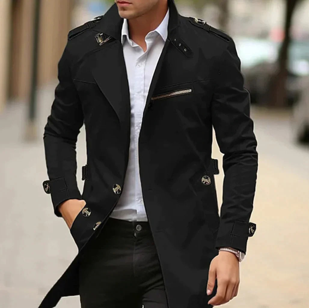 Stylish Men's Trench Coat Modern Spring
