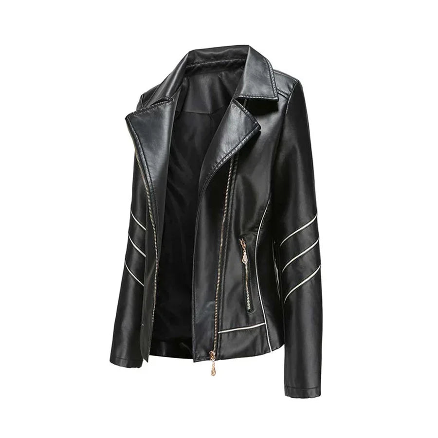 Elegant Leather Jacket Women Slim Fit Design