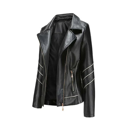 Elegant Leather Jacket Women Slim Fit Design