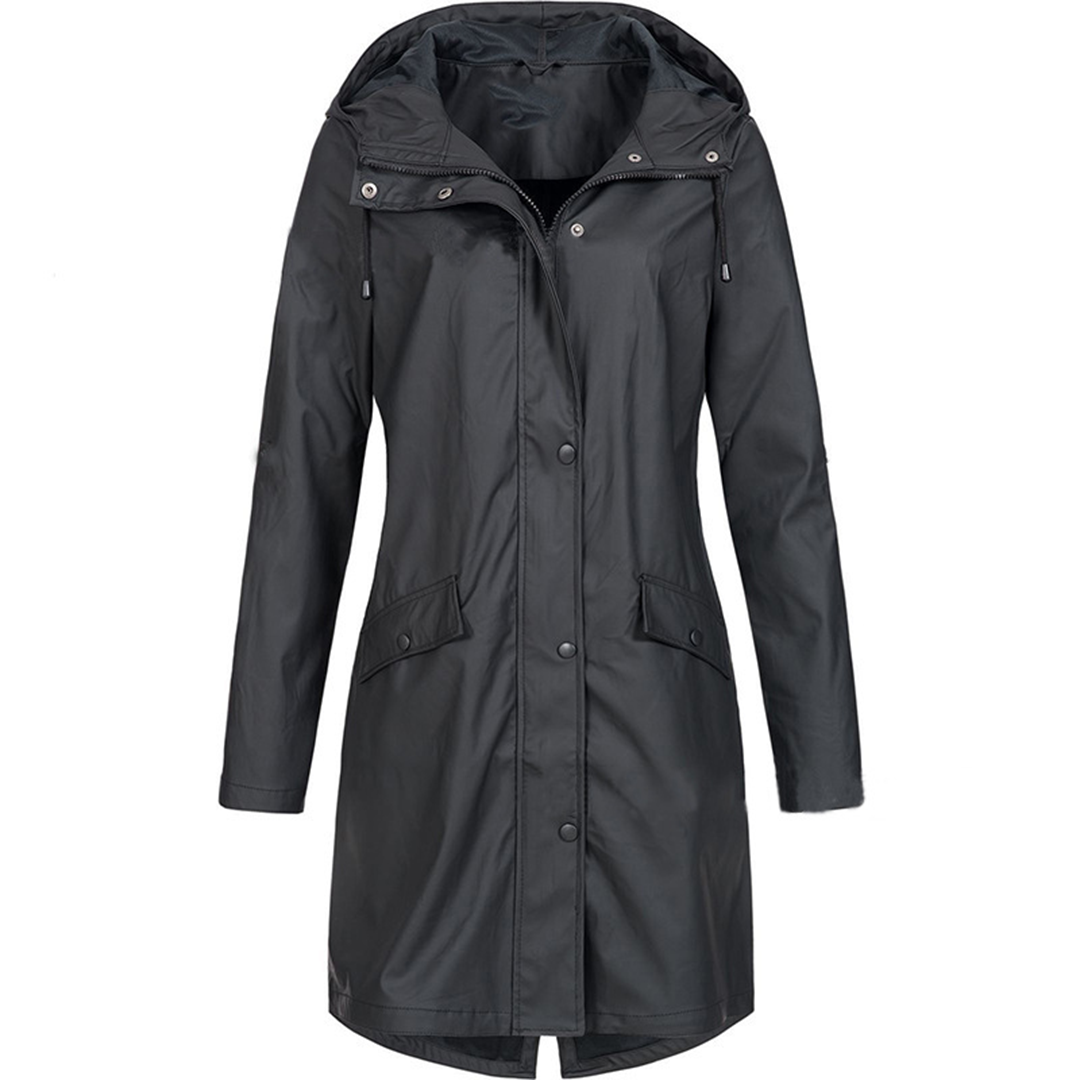 Waterproof Outdoor Jacket Long Black Windproof