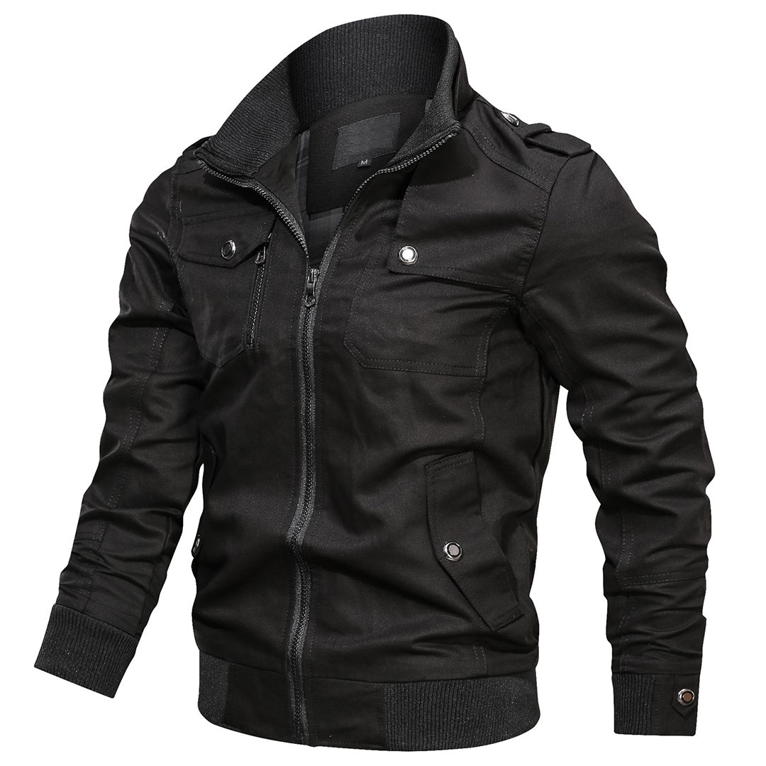 Men's Bomber Jacket Stand-Up Collar Zipper Pocket