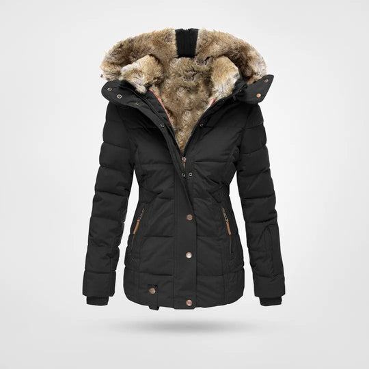 Warm Women's Winter Jacket with Hood Insulated