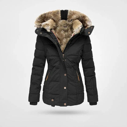 Warme Winterjacke mit Pelzkrage - IdealeKleiden