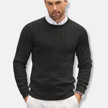 Elegant Women's Slim Fit Round Neck Cable Knit Dress