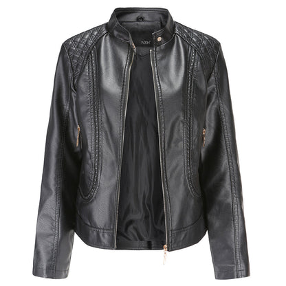Elegant Women's Black Leather Jacket Leather Protection