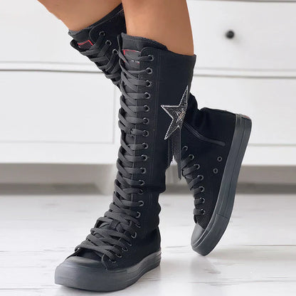 Modische Schnürstiefel mit Quasten Dekor - IdealeKleiden