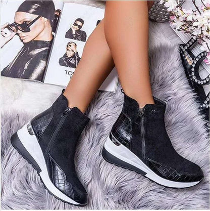 Damen Leder Stiefel High Heel Schuhe