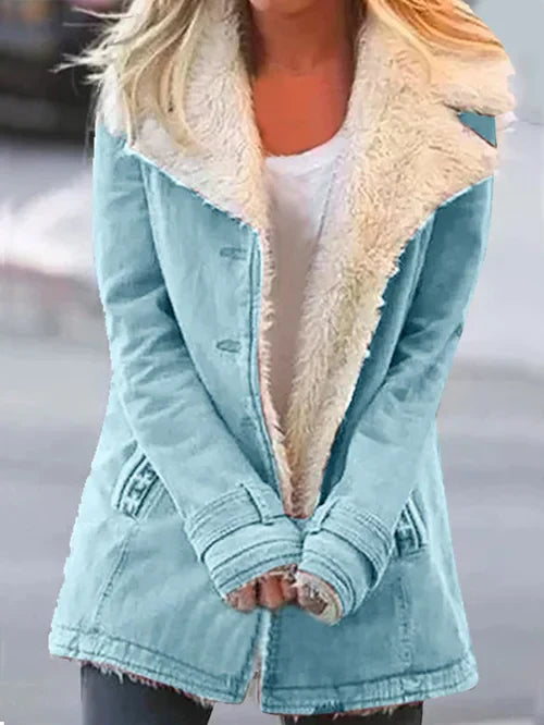 Stylish Women's Jacket Warm Luxury Sherpa Lining
