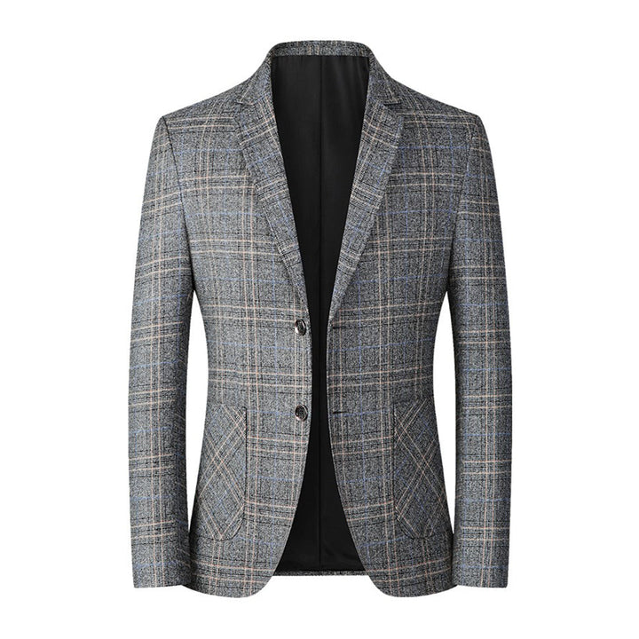 Herren Blazer Einreihig Karo Anzugjacke - IdealeKleiden