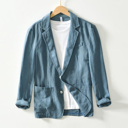 Men's Lightweight Linen Blazer Single-Breasted Summer Jacket
