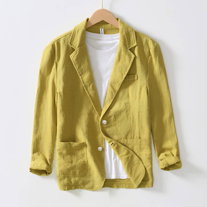 Men's Lightweight Linen Blazer Single-Breasted Summer Jacket