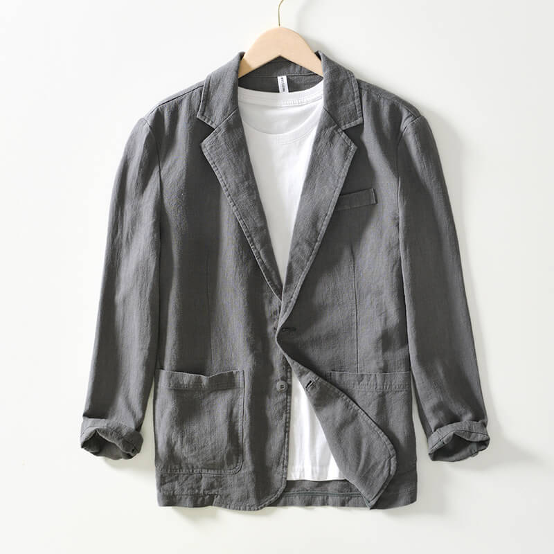 Men's Lightweight Linen Blazer Single-Breasted Summer Jacket