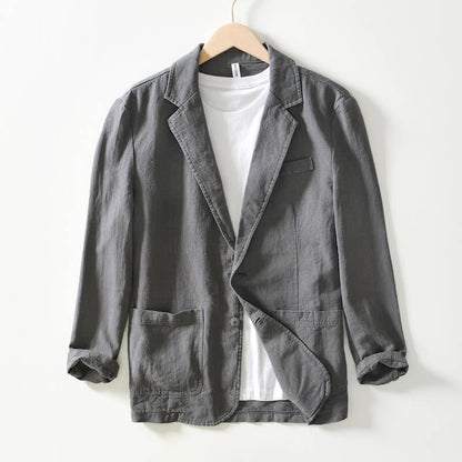 Men's Lightweight Linen Blazer Single-Breasted Summer Jacket