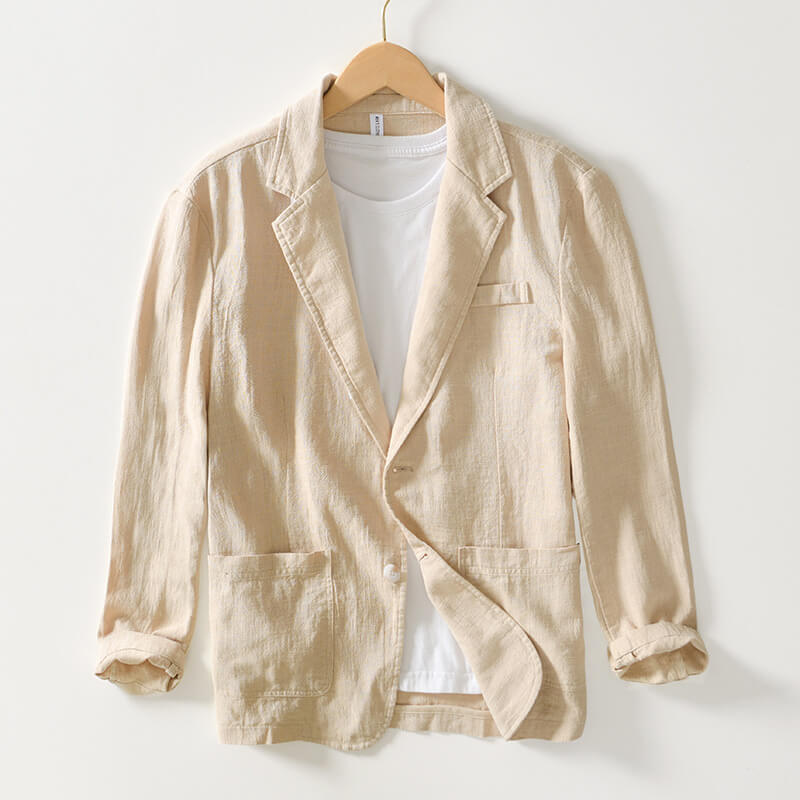 Men's Lightweight Linen Blazer Single-Breasted Summer Jacket
