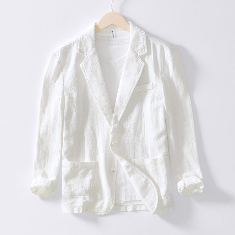 Men's Lightweight Linen Blazer Single-Breasted Summer Jacket