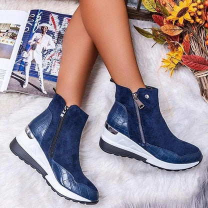 Damen Leder Stiefel High Heel Schuhe
