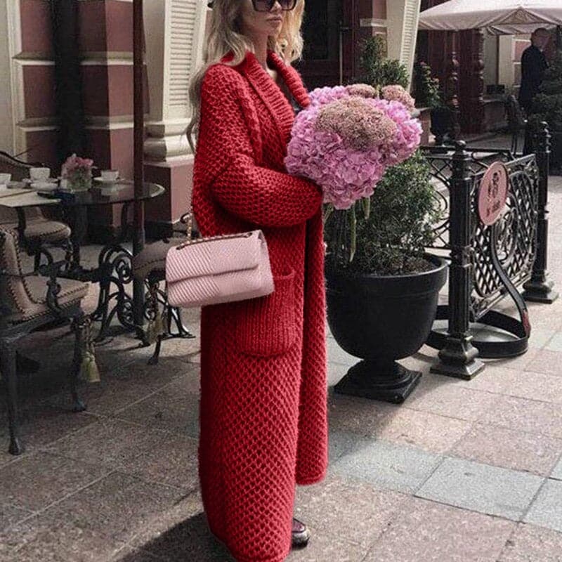 Women's Long Knitted Cardigan with Pockets Elegant