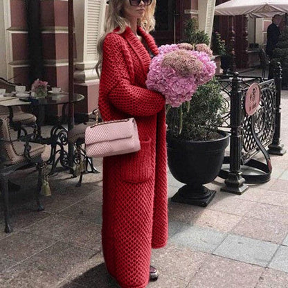Women's Long Knitted Cardigan with Pockets Elegant