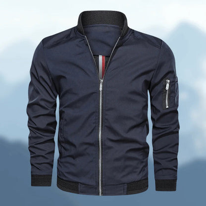 Men's Bomber Jacket Sporty Zipper Sleeve Pocket