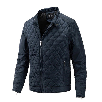 Men's Quilted Jacket Front Zip Stand-Up Collar