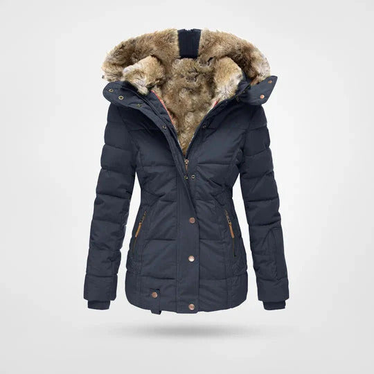 Warm winter jacket with fur collar
