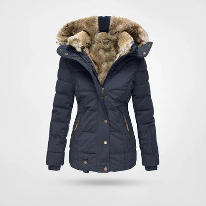 Warm winter jacket with fur collar