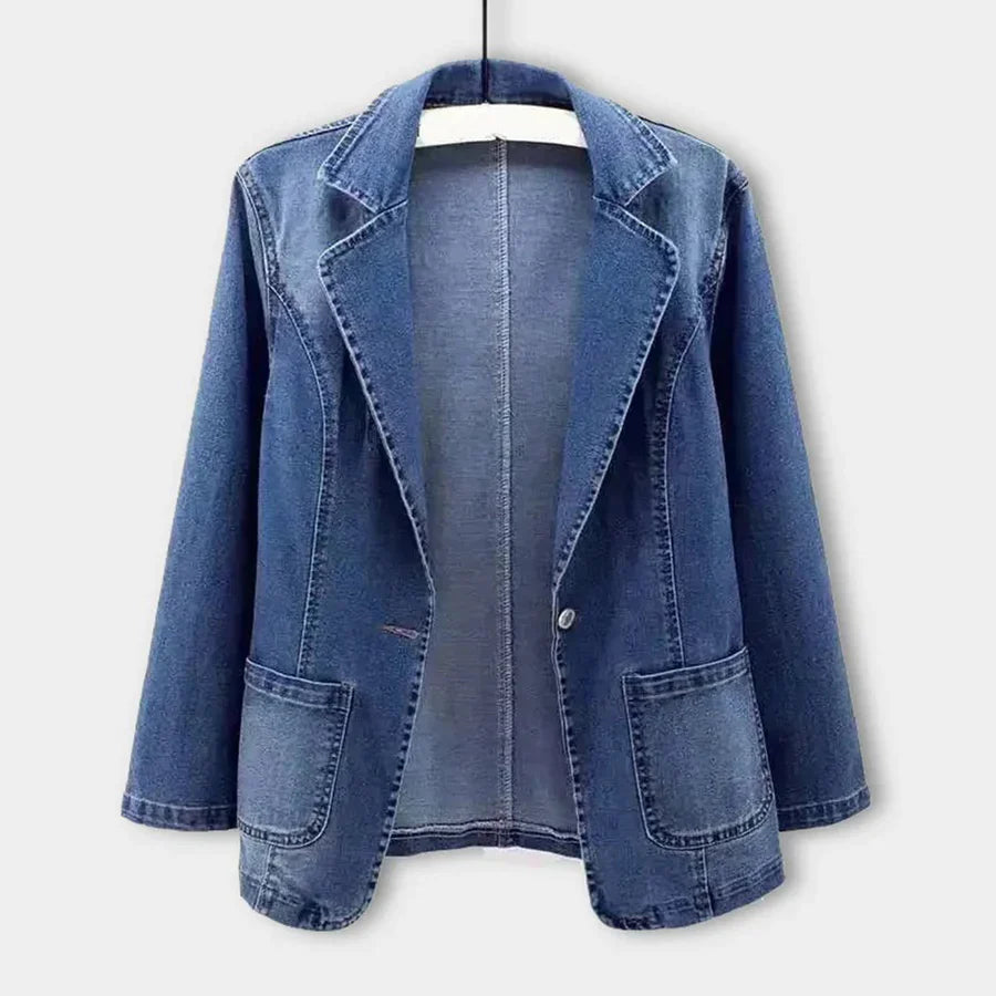 Schmale Jeansjacke Einerknöpfer Slim Fit - IdealeKleiden