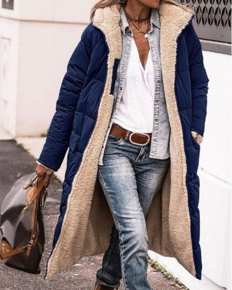 Women's Long Coat Fur-Lined Reversible