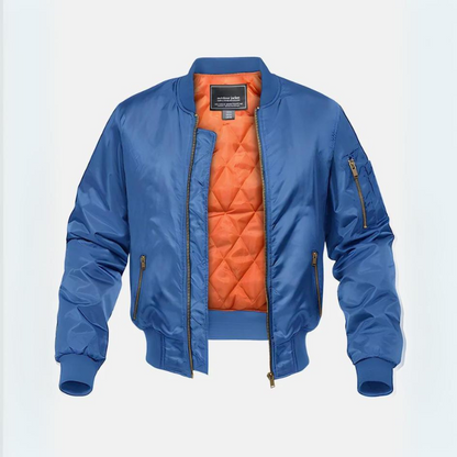 Men's warm lined bomber jacket with zip