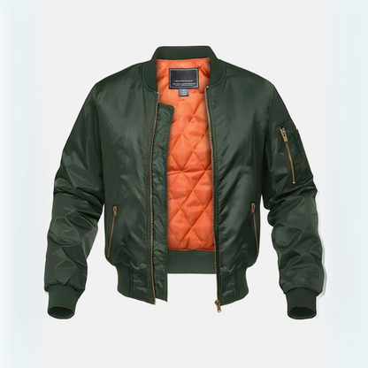 Men's warm lined bomber jacket with zip