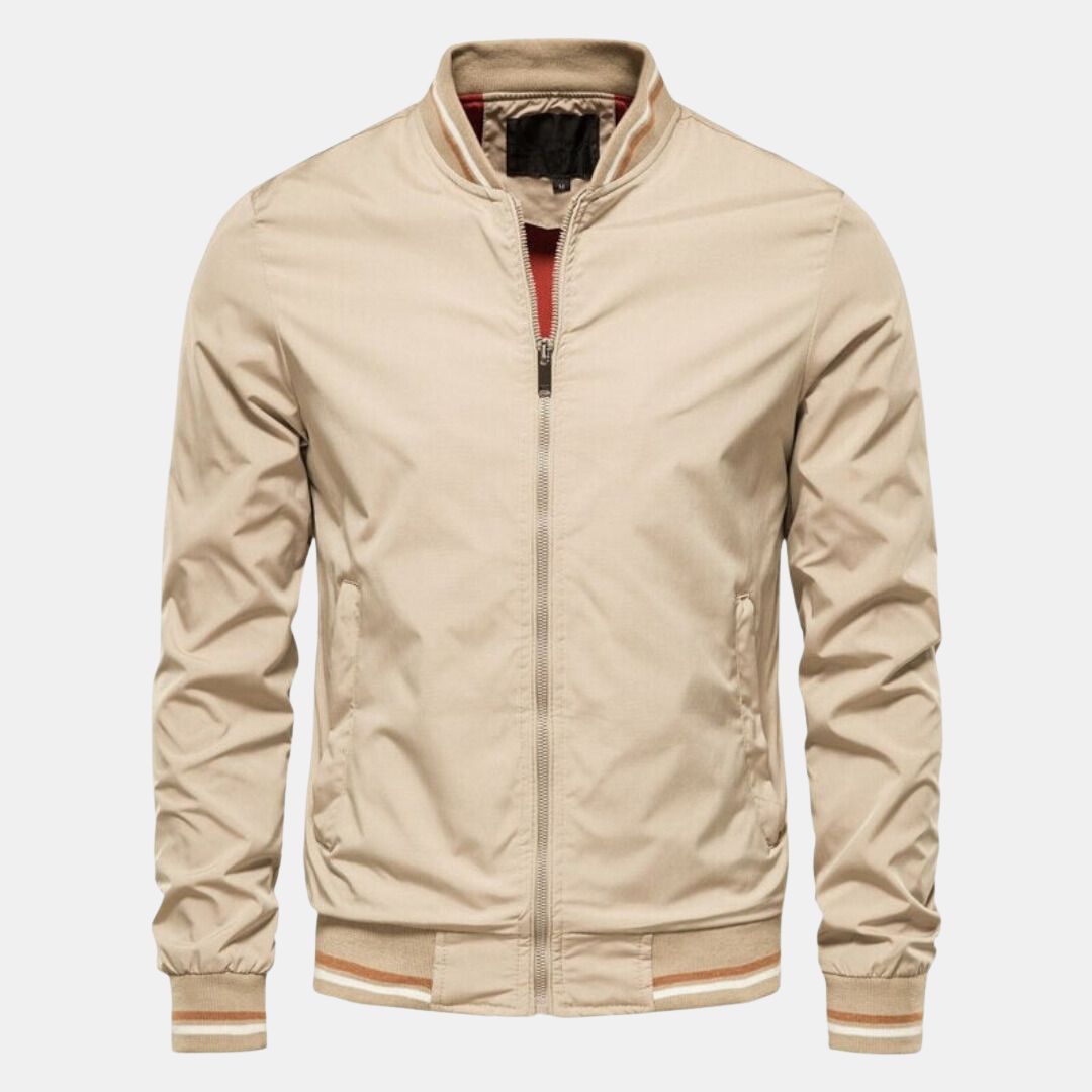 Men's Short Bomber Jacket with Zipper