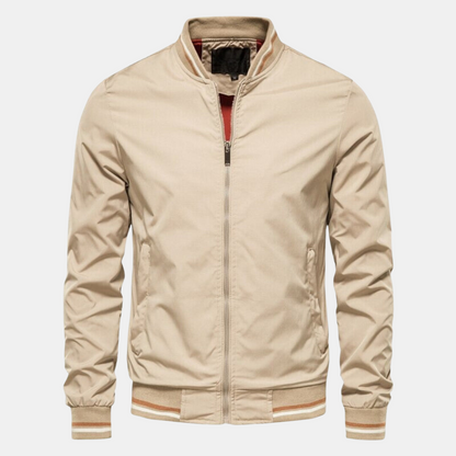 Men's Short Bomber Jacket with Zipper