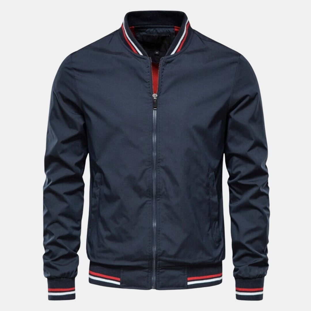 Men's Short Bomber Jacket with Zipper