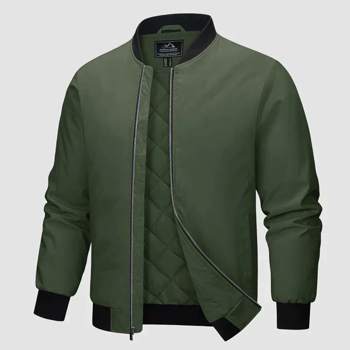 Men's Winter Bomber Jacket Zipper Quilted Jacket