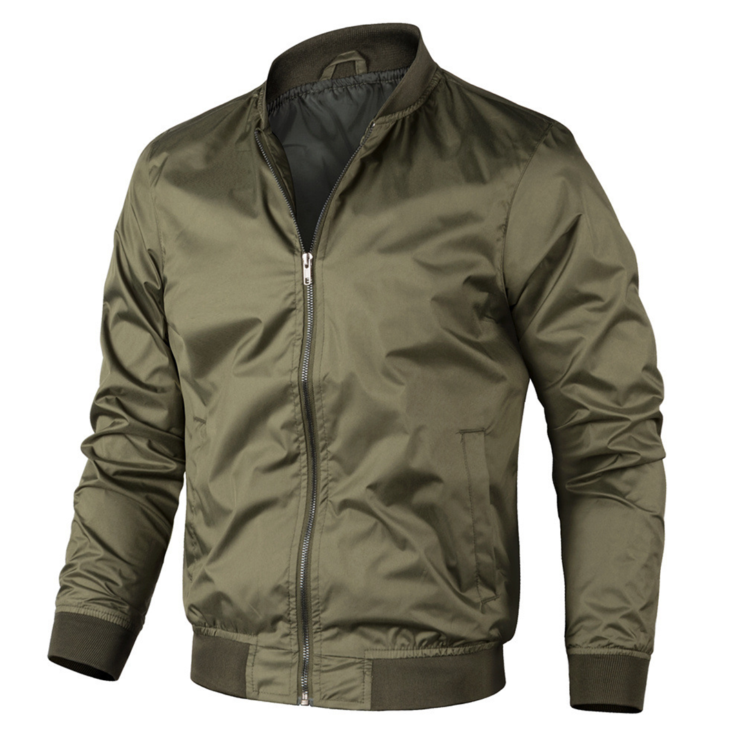 Men's Bomber Jacket Zipper Polyester Autumn