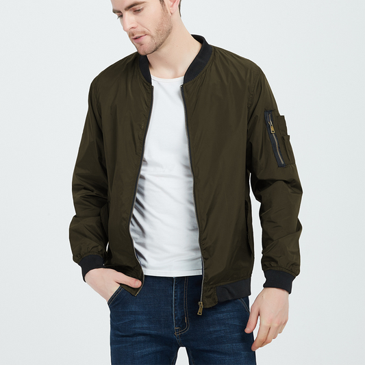 Herren Bomberjacke Reißverschluss Polyester Herbst - IdealeKleiden